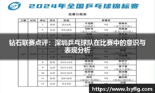 钻石联赛点评：深圳乒乓球队在比赛中的意识与表现分析