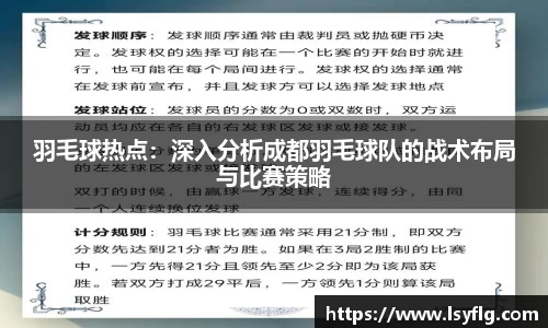 羽毛球热点：深入分析成都羽毛球队的战术布局与比赛策略